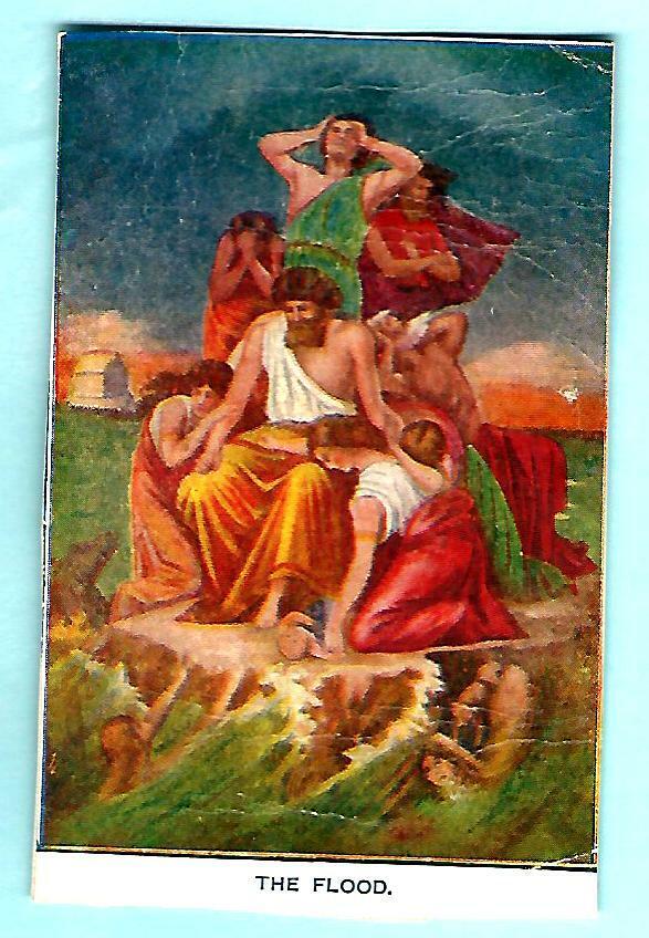 Antique? Vintage Christian Bible Scripture Card Scraps The Flood Noah\'s Ark Old