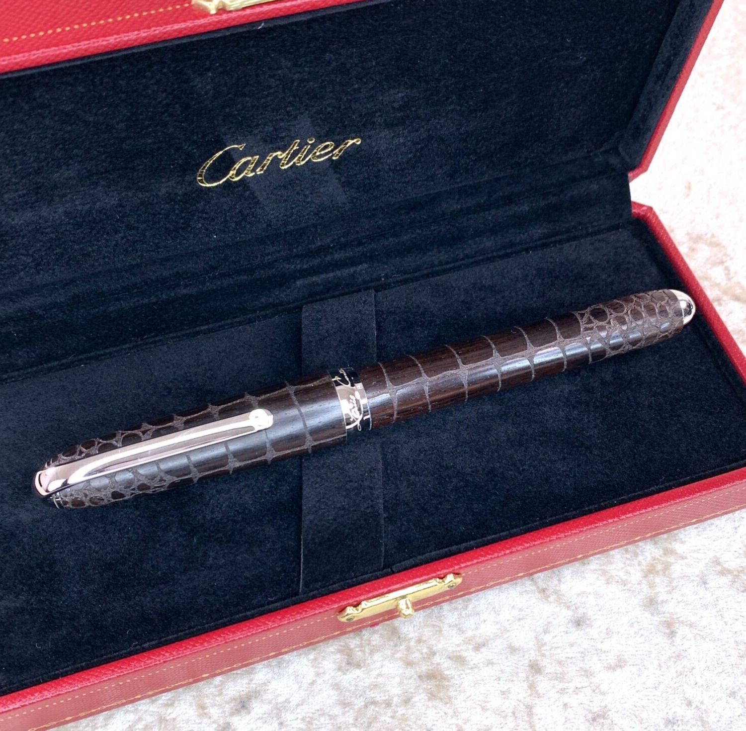 Cartier Rollerball Pen Limited Louis Dandy Edition Croco Pattern with Case