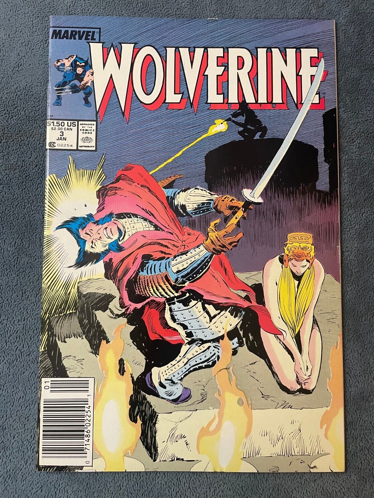 Wolverine #3 Newsstand 1989 Marvel Comic Book Blade Blade Chris Claremont VF