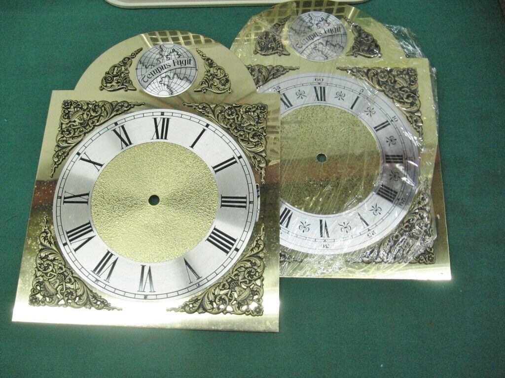 New Lot of 2 Vintage West Germany Brass Tempus Fugit Clock Dials NOS 13\
