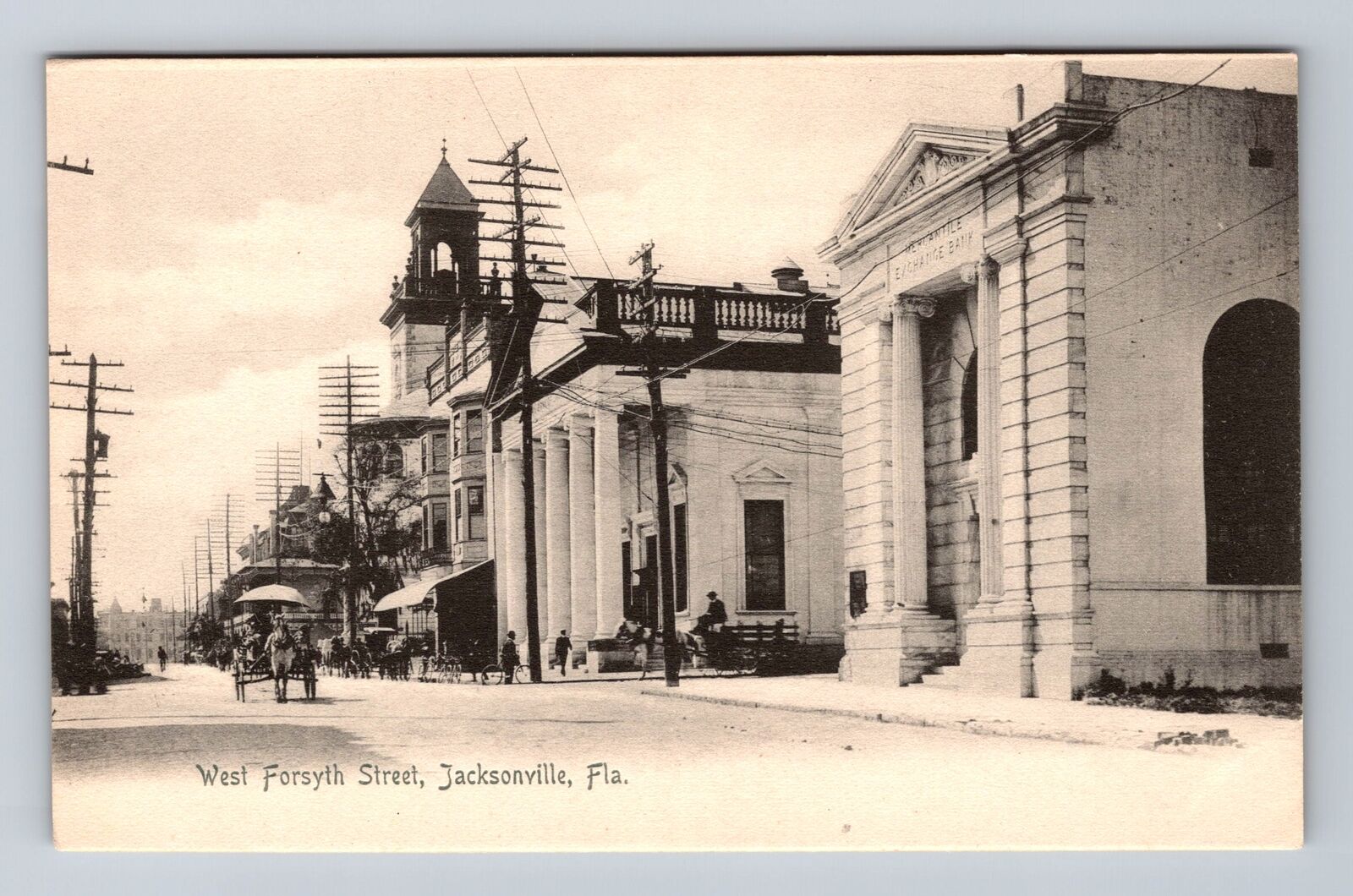 Jacksonville FL-Florida, West Forsyth Street, Antique Souvenir Vintage Postcard
