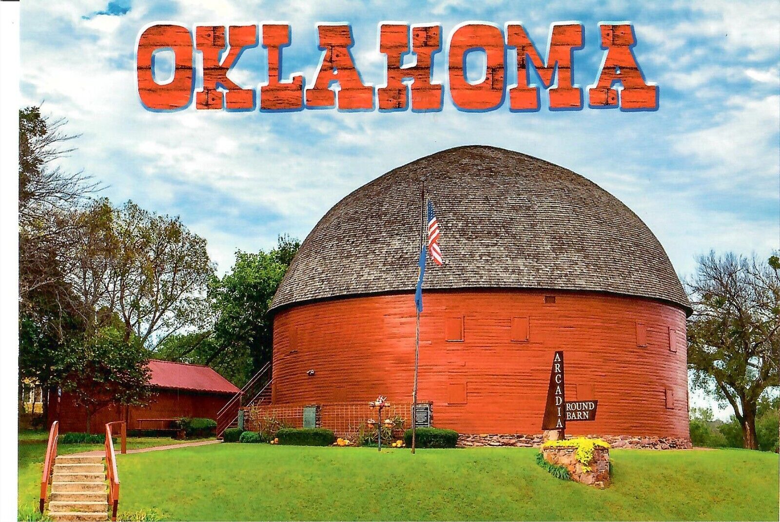 NEW 4x6 Unposted Postcard Oklahoma state Arcadia Round Barn Route 66 Building 