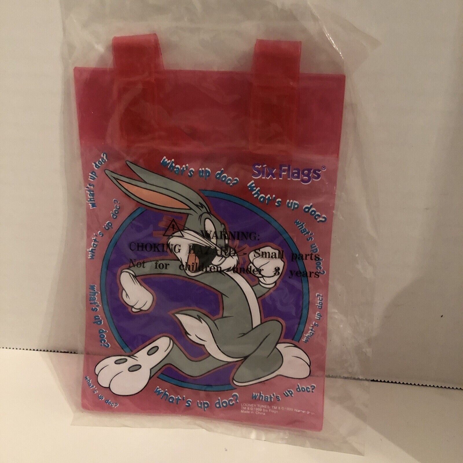 Vintage 1999 Six Flags Looney Tunes Bugs Bunny Nylon Bag Small Kids Red