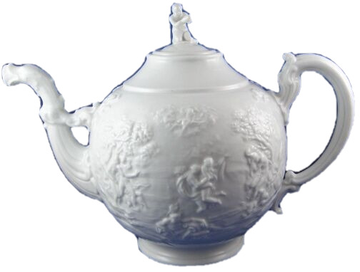 Antique 18thC Doccia Ginori Porcelain Relief Scene Tea Pot Teapot Porcellana