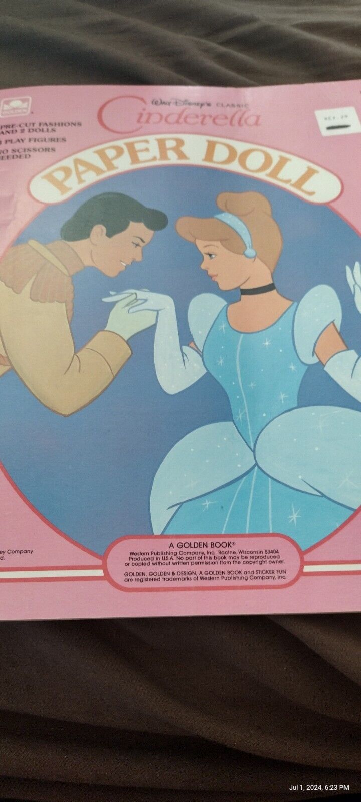 Vintage Walt Disney Classic Princess Cinderella 1989 Golden Book Paper Dolls Fun
