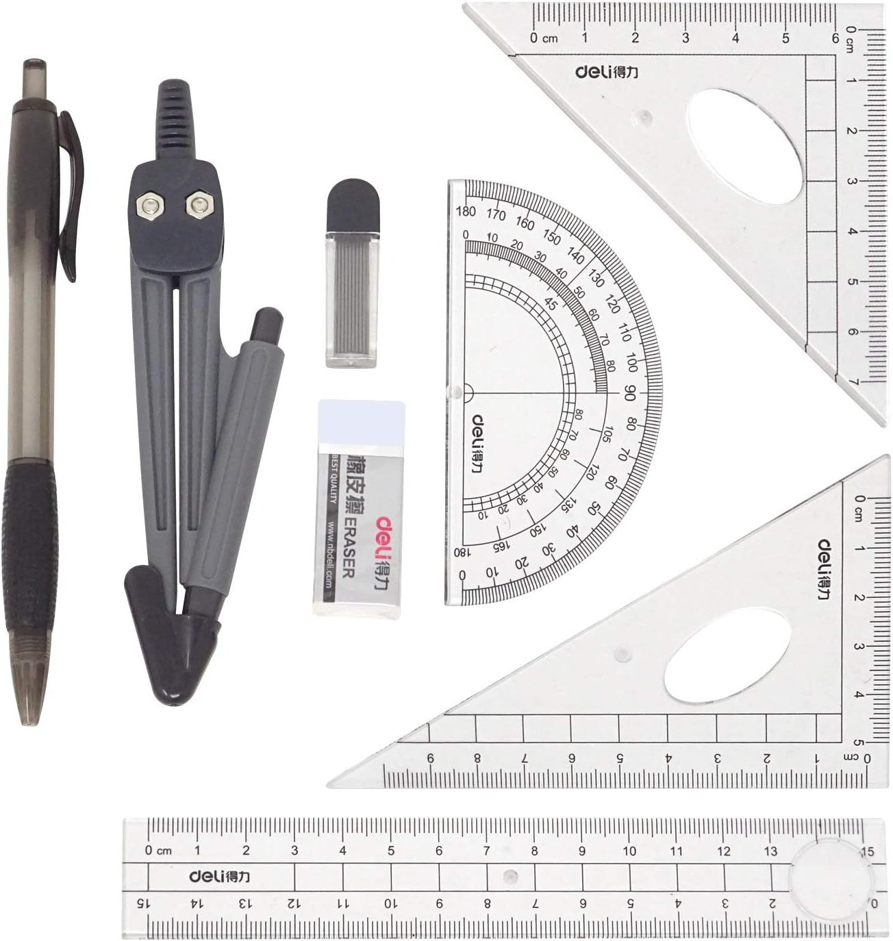 8PCS Math Geometry Kit Set for Student and Engineering Drawing - Drawing Compass