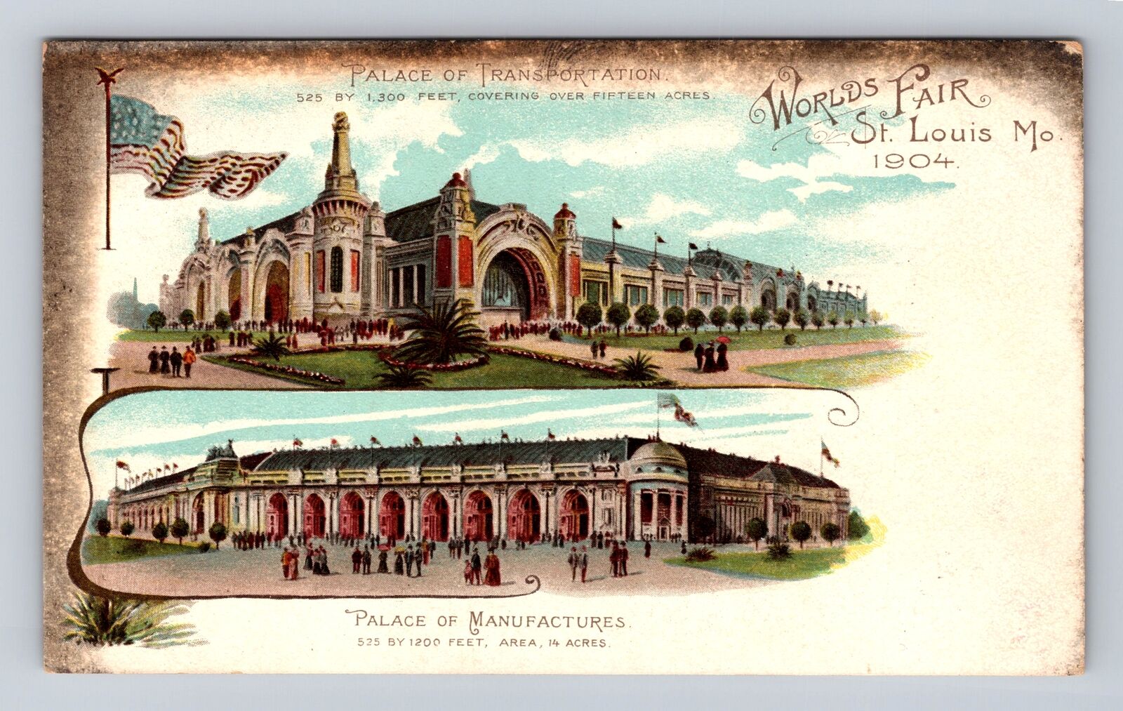 St Louis MO-Missouri, Palace Of Transportation, Manufactures, Vintage Postcard