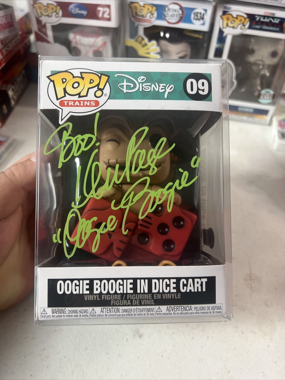 Ken Page Signed Disney Oogie Boogie In Dice Cart Funko Pop #09 AUTO BAS