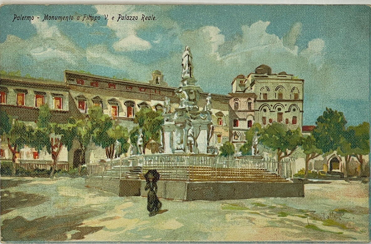 Palermo - Palazzo Reale - A. Scrocchi - Antique Italian Linen Postcard