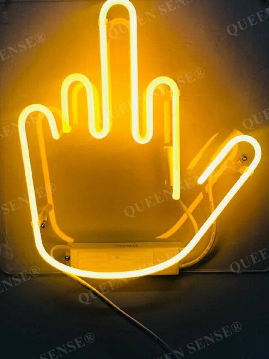 CoCo Middle Finger Yellow Acrylic Neon Sign 14\