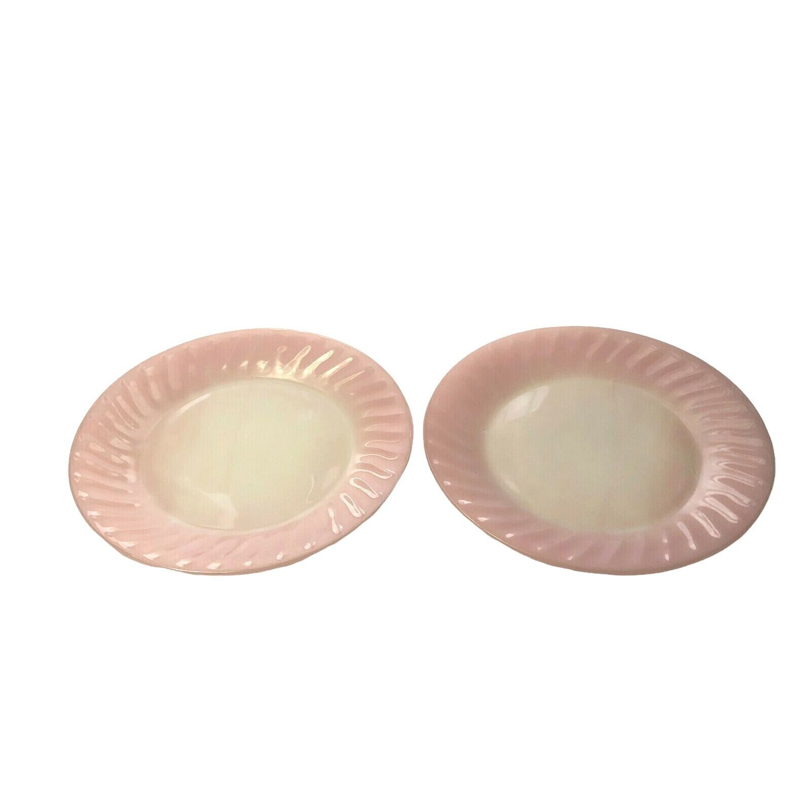 2 Pink Swirl 1950\'s Fire King 9 In Plates Vintage 