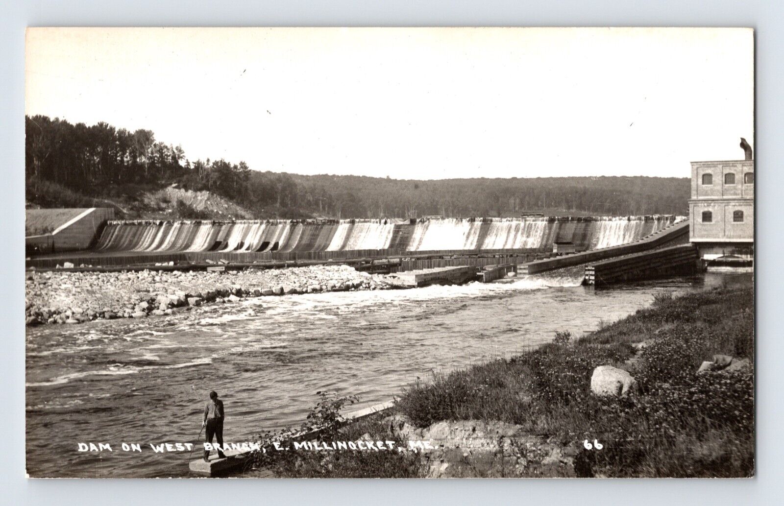 Postcard RPPC Maine Millinocket ME Dam West Branch Landscape 1950s Unposted