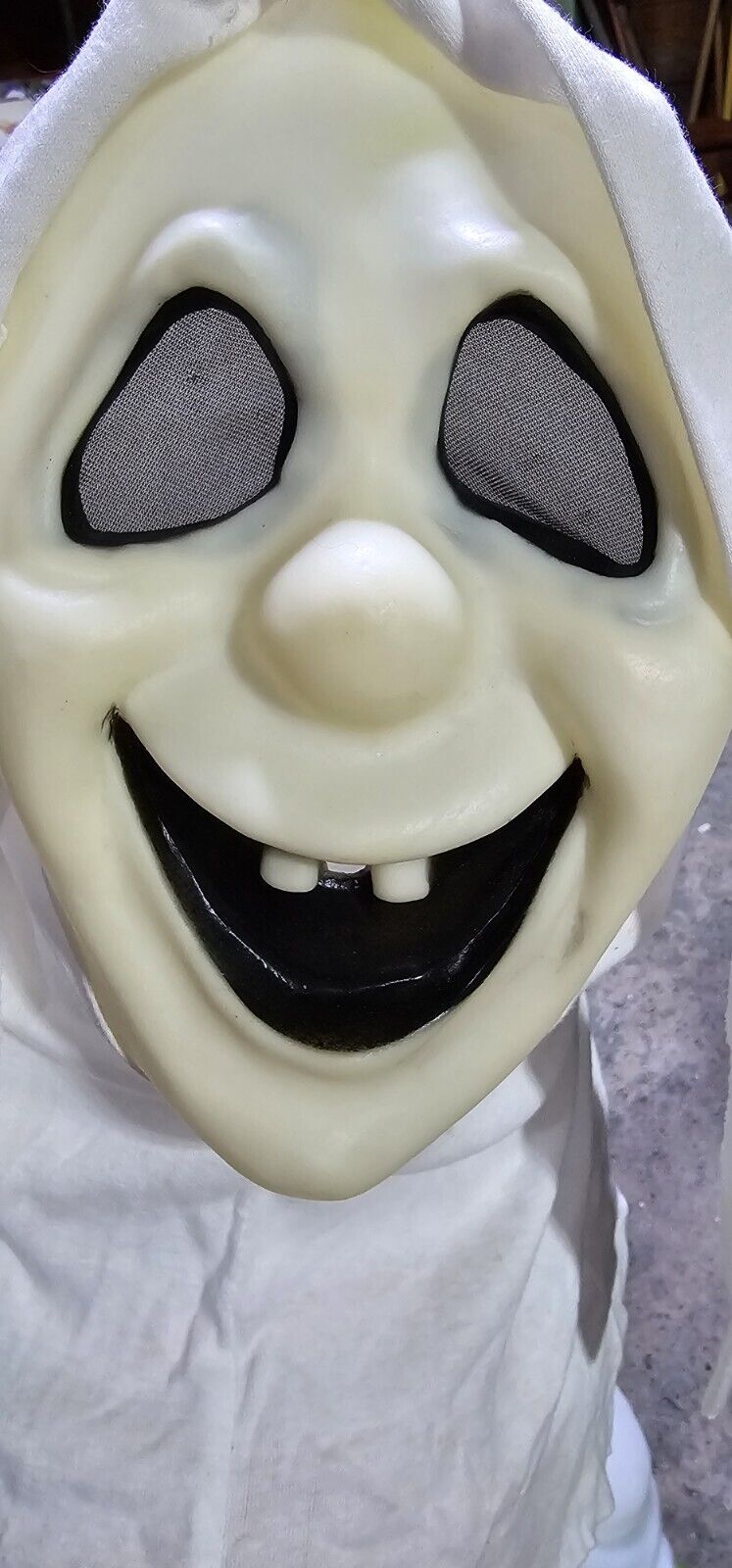 Fun World DIV Fantastic Faces Original Gen White Goofy Ghost Mask Rare 90s