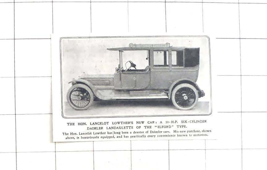 1912 Hon Lancelot Lowther New Car 30 h.p. Daimler Landaulette
