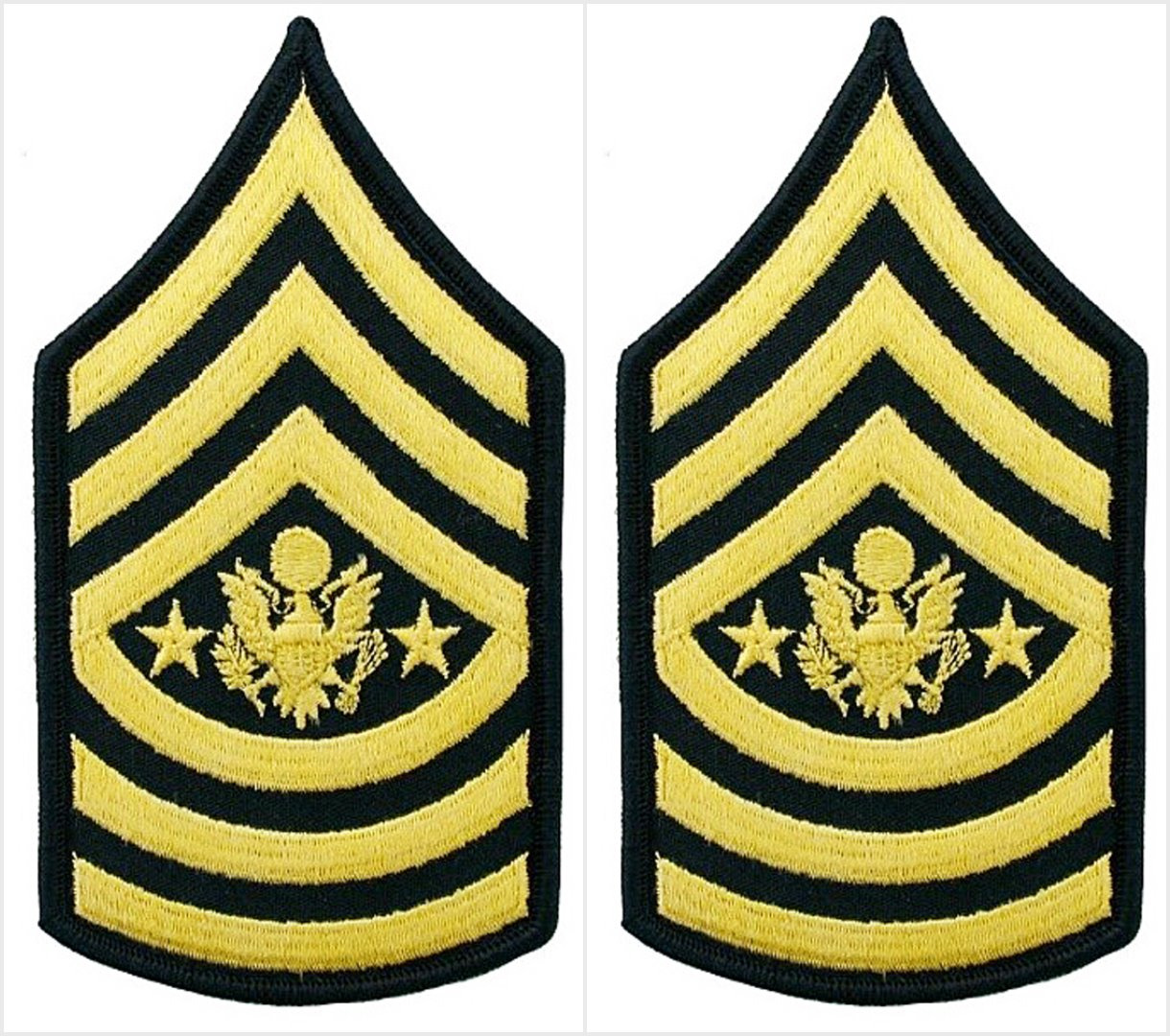 Army Sergeant Major of the Army E-9 Blue Rank Chevron Patches Pair - Female