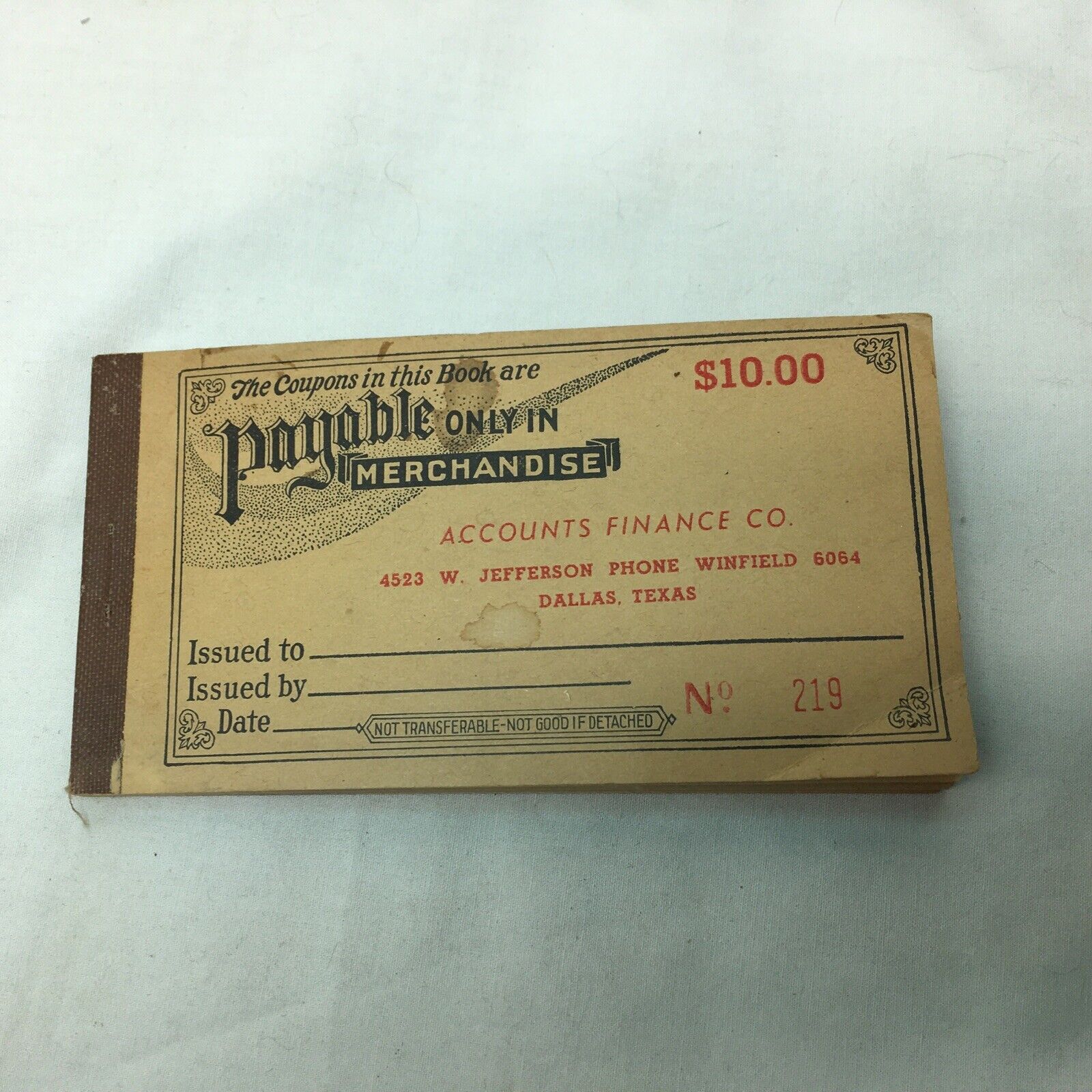 Antique 1940’s Coupon Book “Payable Only In Merchandise”