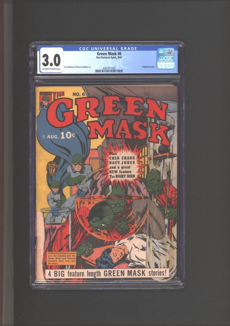 Green Mask #6 CGC 3.0 Nightbirds Begin 1941