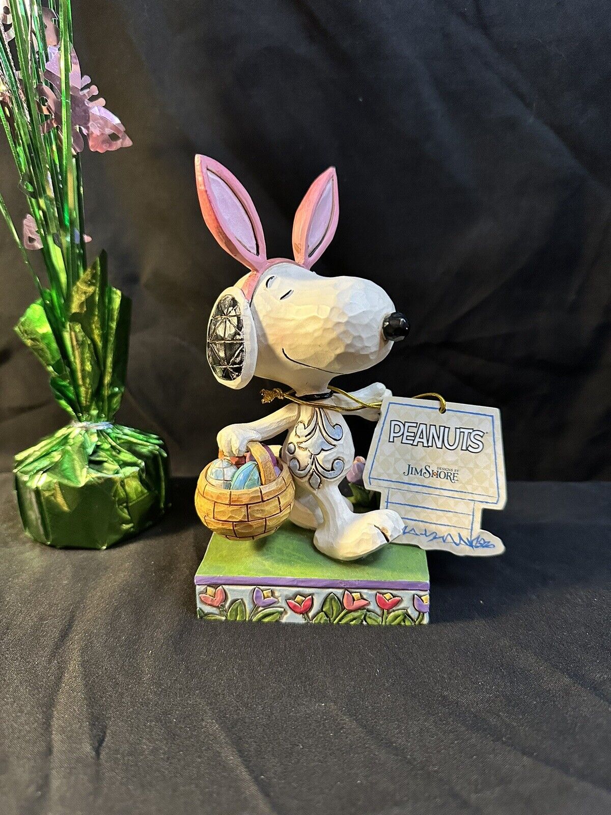 Jim Shore Peanuts Snoopy w/ Bunny Ears Happy Easter Figurine Dog Enesco 4049398