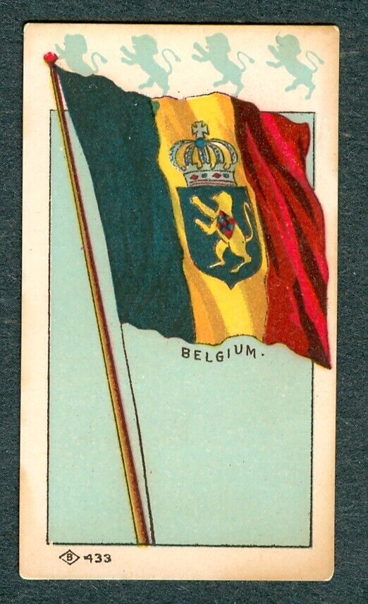 1890s BELGIUM FLAG Card WEDDEMANN Saloon TOBACCO Cigars Beer Danville ILLINOIS
