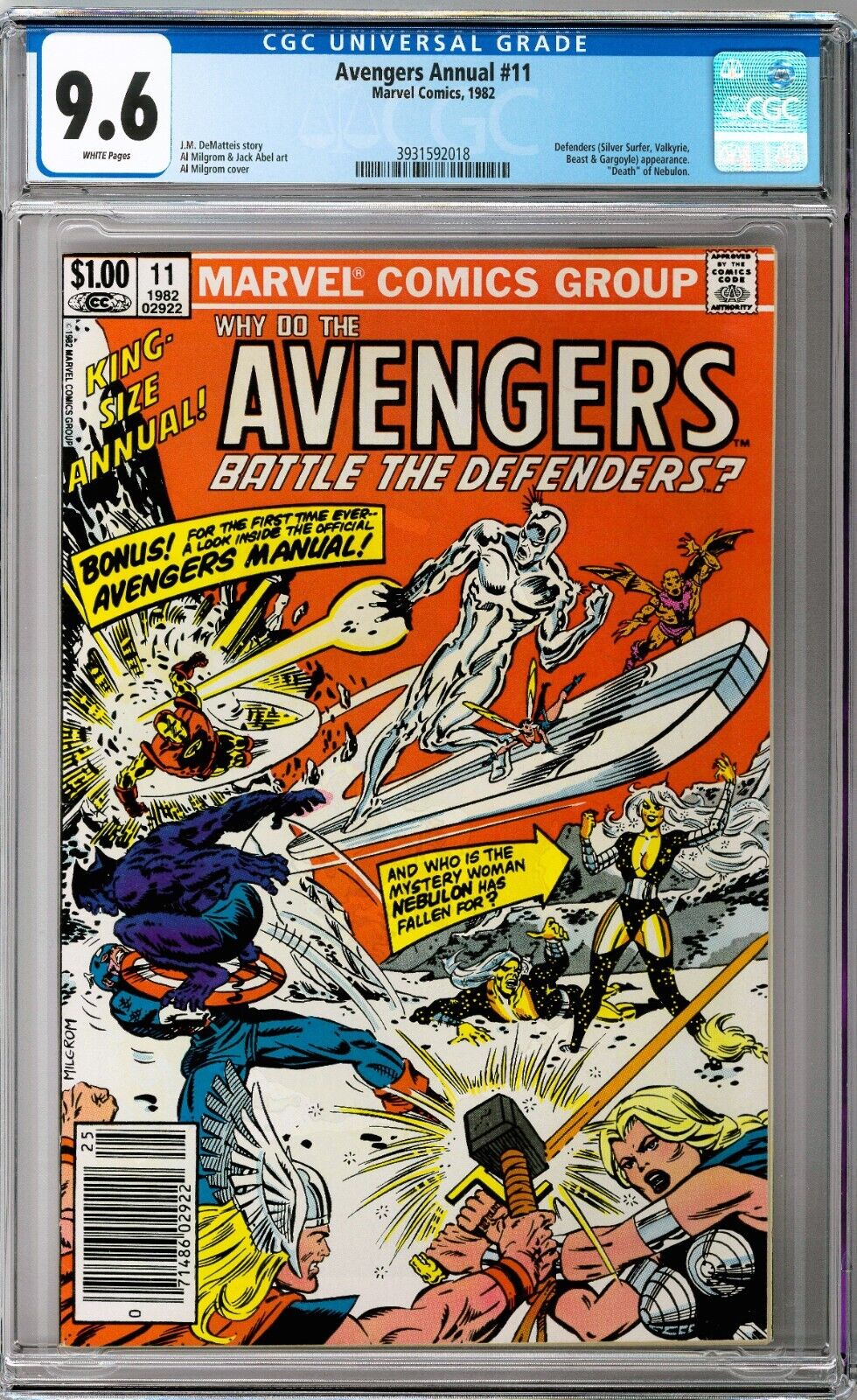 Avengers Annual #11 CGC 9.6 (1982, Marvel) Al Milgrom cover, Defenders app.