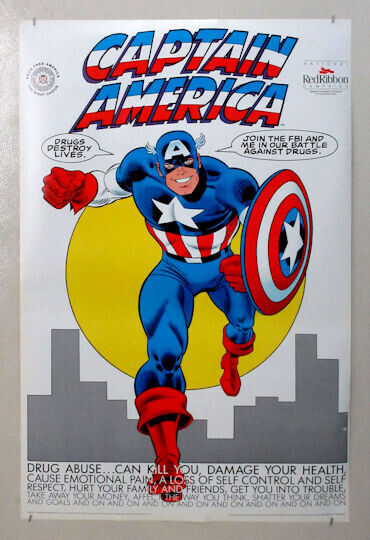 Vintage original 1989 Captain America 34x22 poster: Marvel Comics 80s Cap pin-up