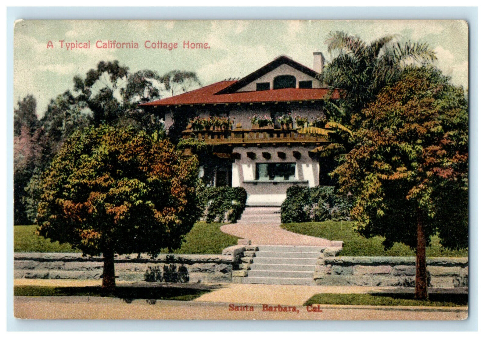 c1910s A Typical California Cottage Home Santa Barbara CA Posted Postcard