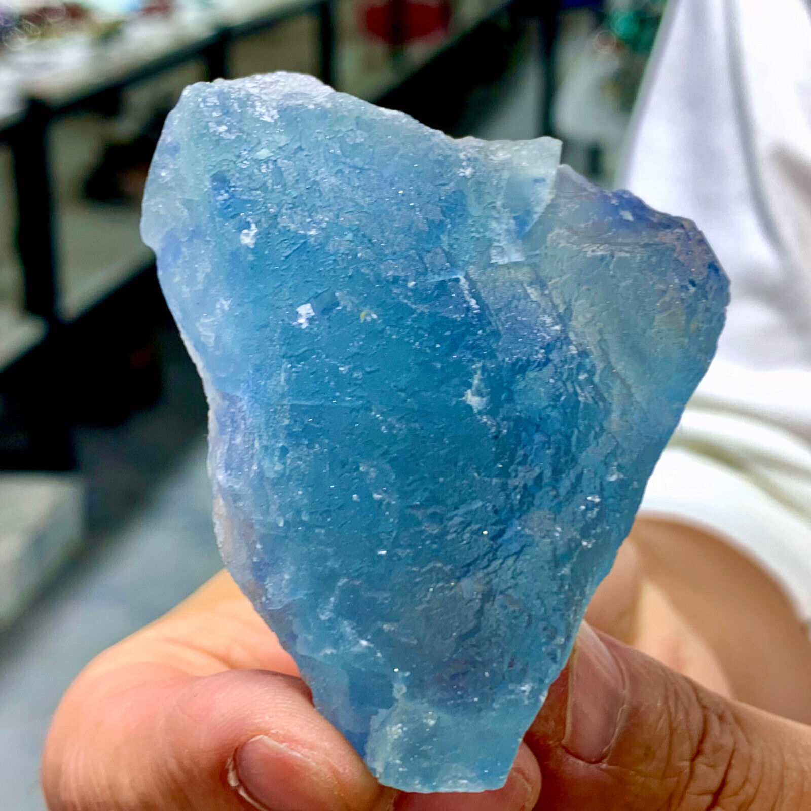 119G Natural blue  green cubic fluorite mineral crystal sample/China