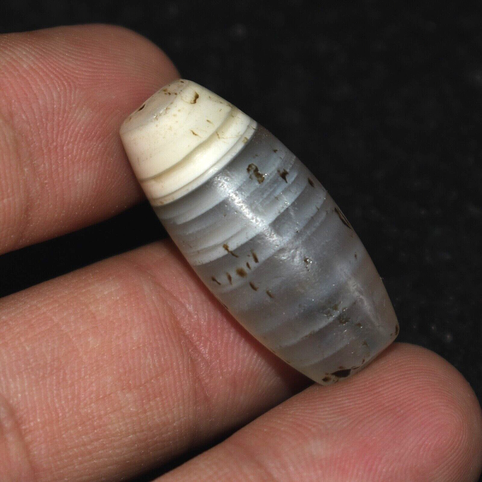 Large Authentic Ancient Central Asian Banded Agate Bead in Perfect Condition
