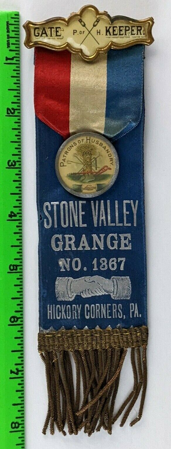 Vintage 1900s? Patrons of Husbandry Stone Valley Grange Hickory Corners PA Badge