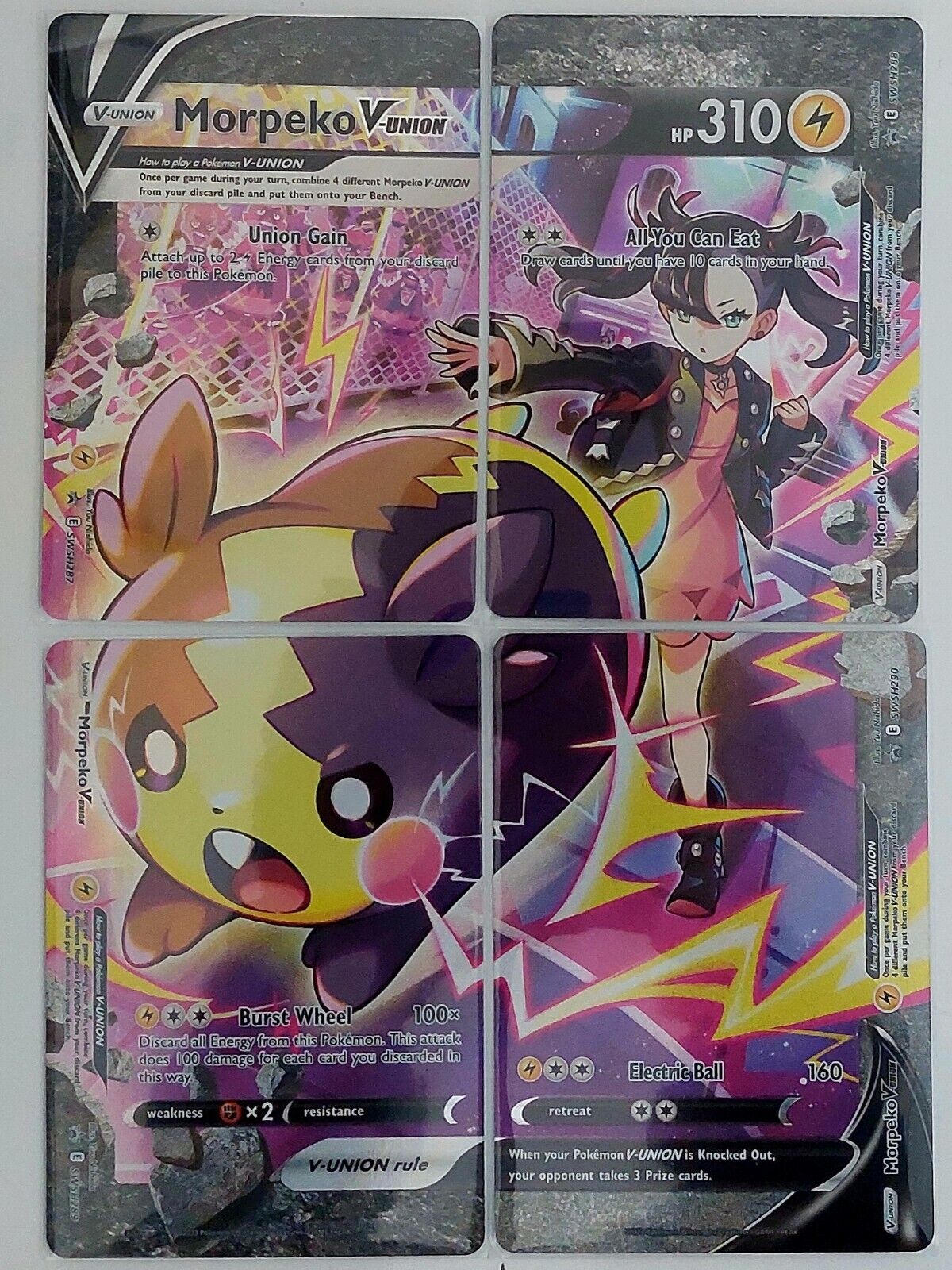 Pokemon Morpeko V-Union  Cards SWSH287 288 289 290 ×4 Cards - Brand New