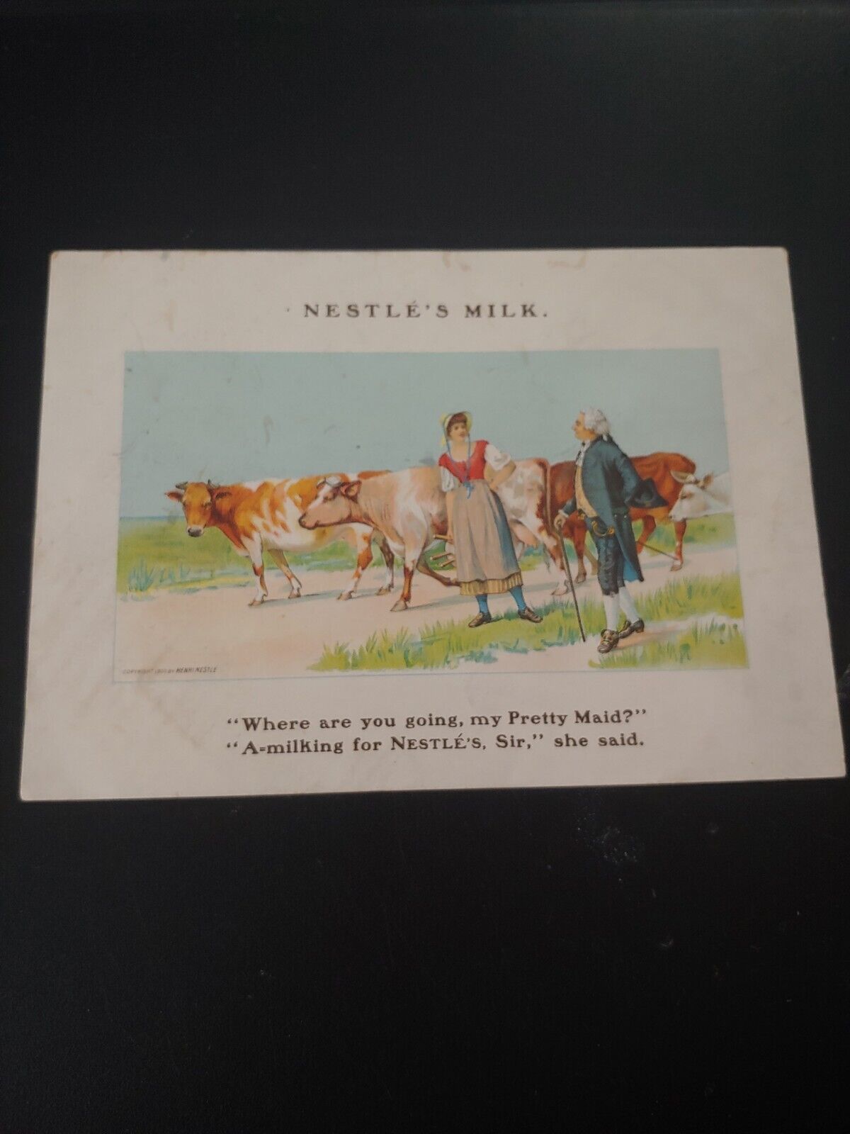 1900 Henri Nestle Milk Cows Colonial Scene Trade Card 