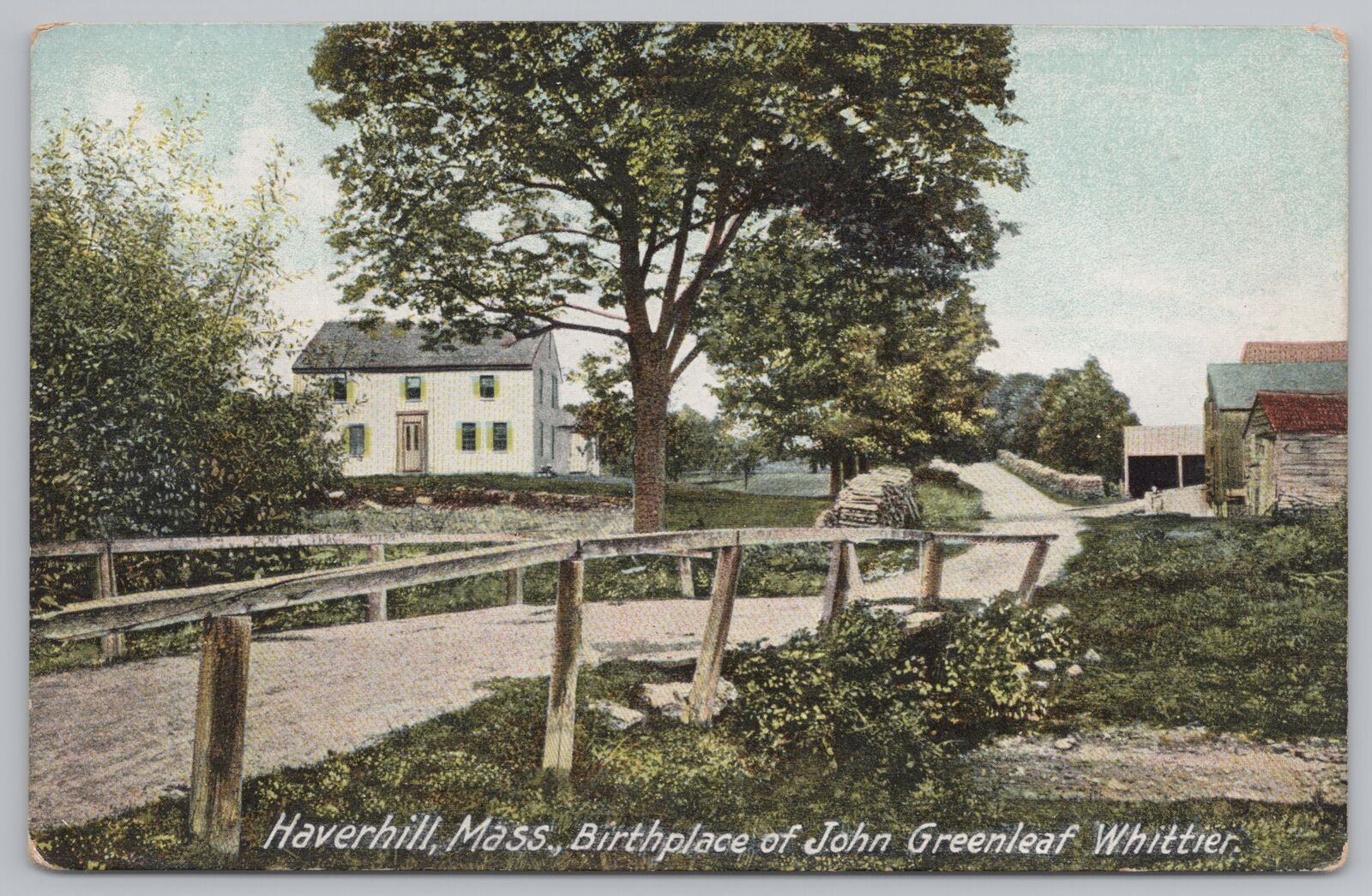 Famous~Haverhill Massachusetts~John Whittier Birthplace~Vintage Postcard