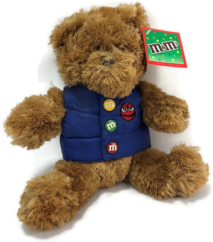 M&M\'s Character Brand Teddy Bear Stuffed Plush With Blue Puffer Jacket With Tags