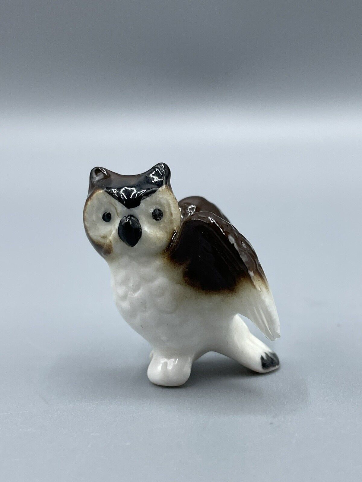 Vintage Miniature Ceramic Owl Figurine 1in