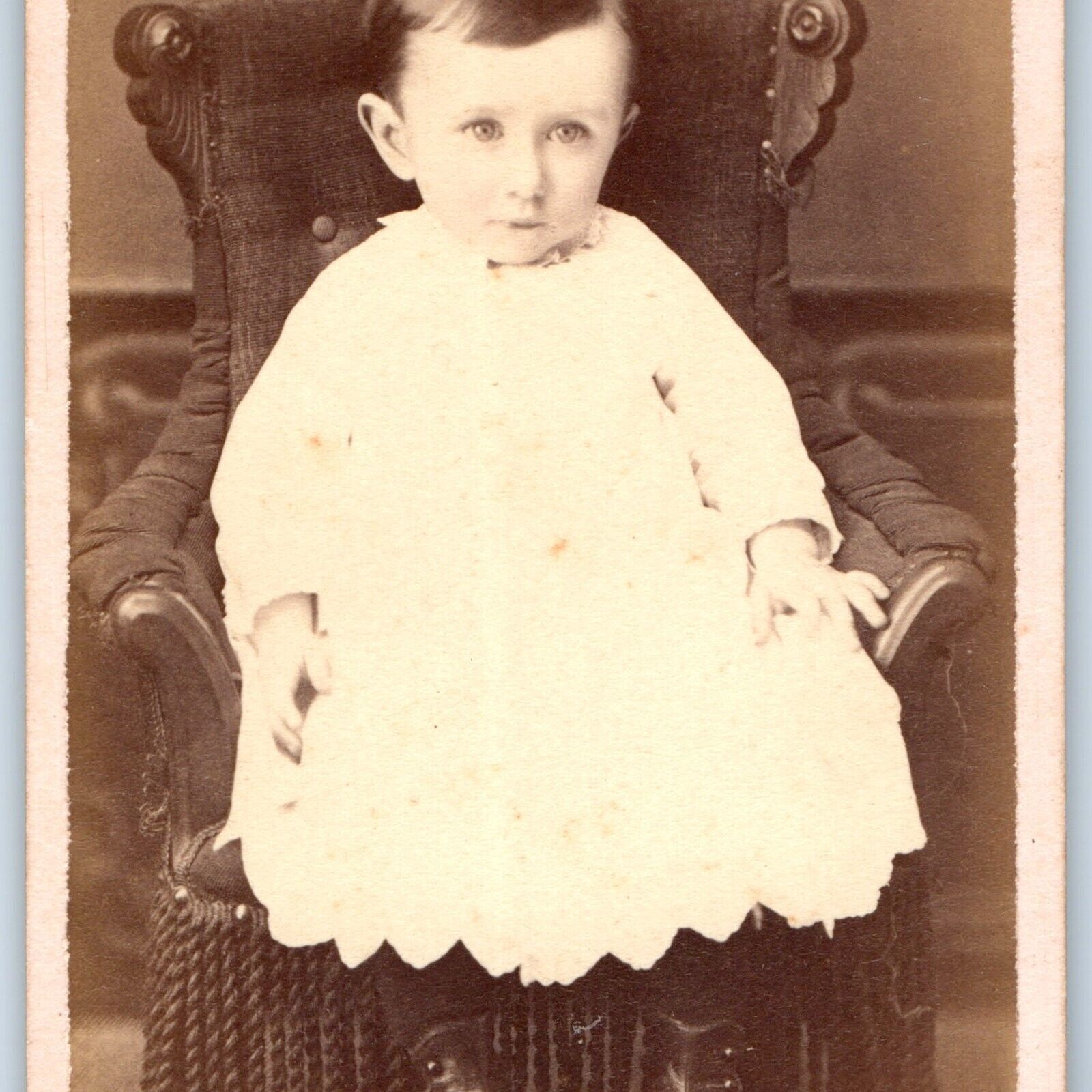 c1870s Cute Mousy Looking Little Boy Toddler Sharp CdV Photo Card Mini Chair H26