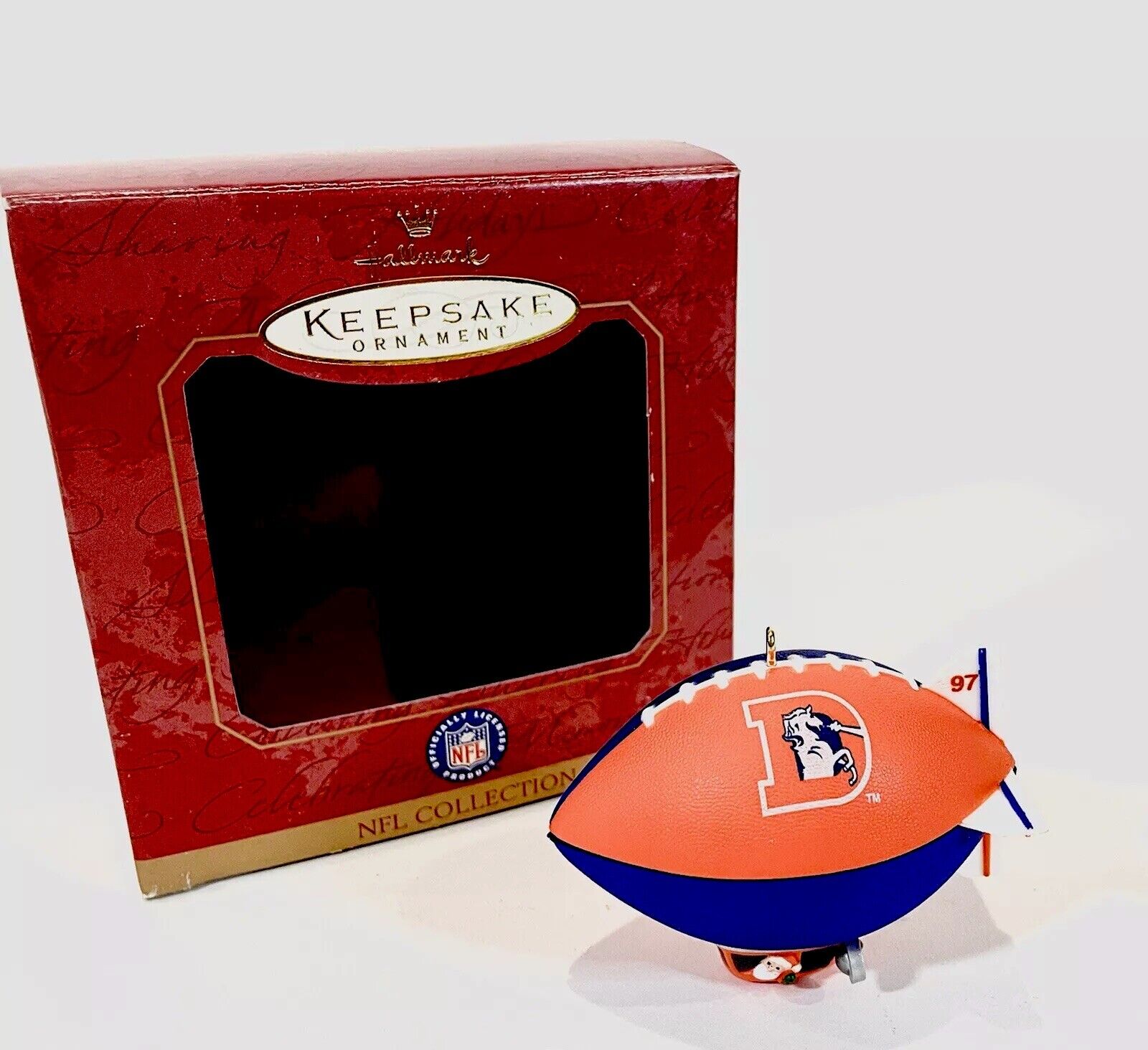 1997 Hallmark Keepsake Ornament Denver Broncos Blimp HTF NFL Collection Football