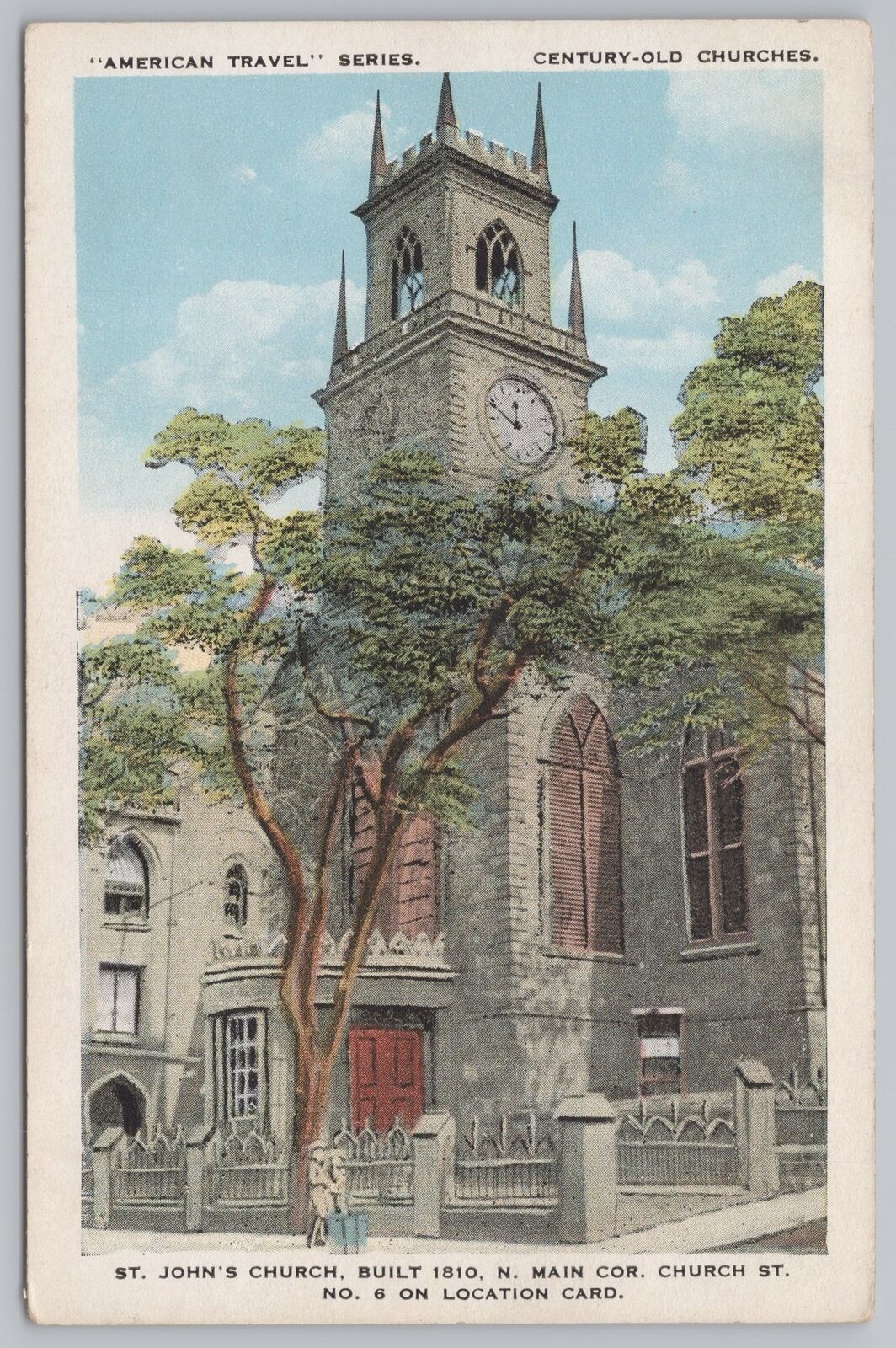 Church & Religious~Providence RI~St John\'s Church~Built 1810~Clock Tower~Vtg PC
