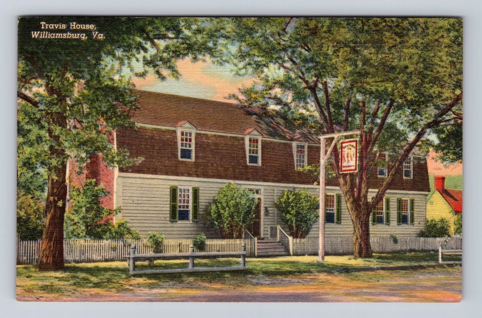 Williamsburg VA-Virginia, Travis House, Antique, Vintage c1940 Souvenir Postcard