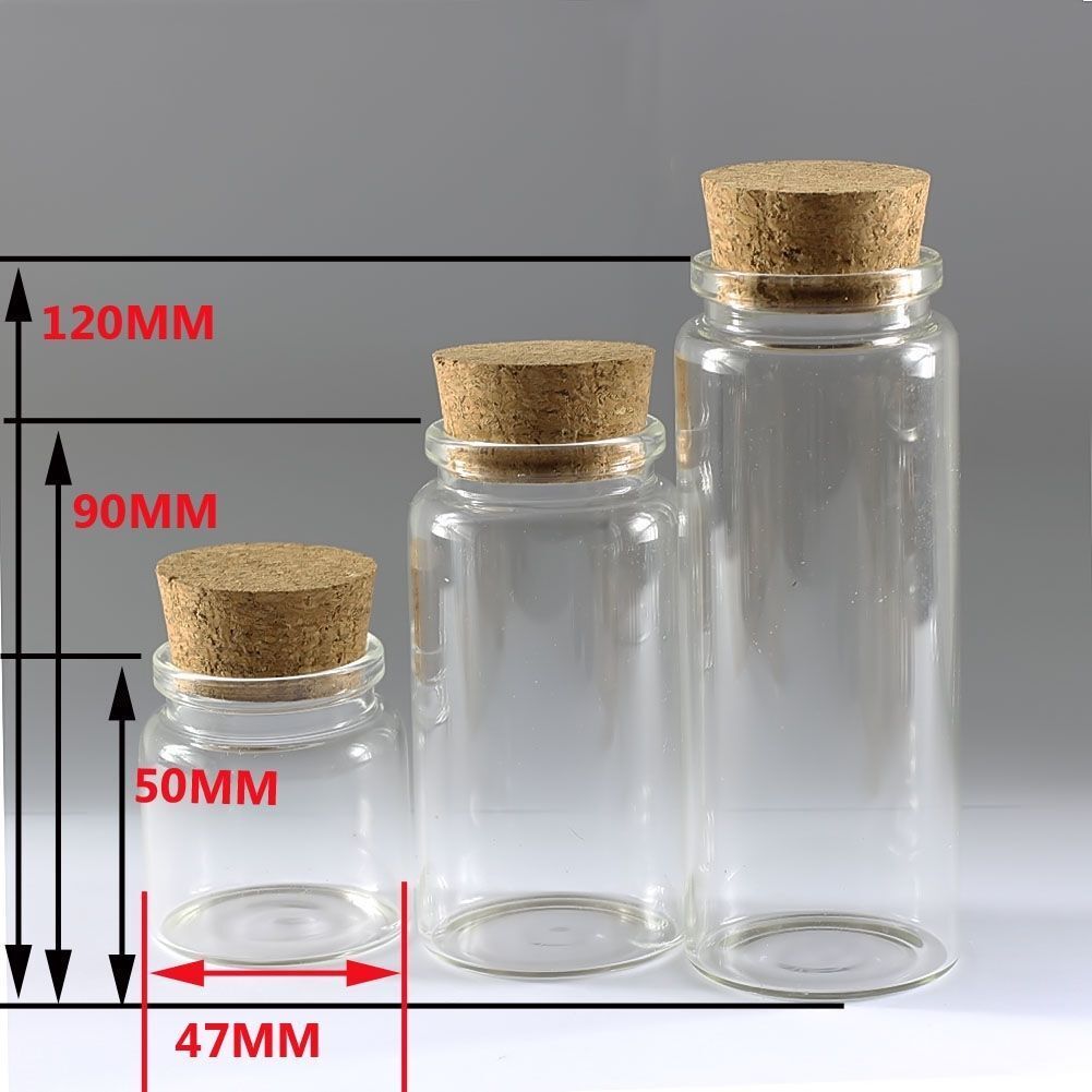 50/100/150ML Clear Glass Bottles With Corks Small Vials Jars  Empty Wholesale