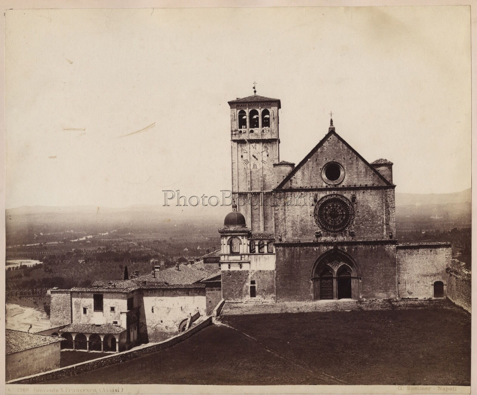 Assisi Sitting Church Italy Photo Vintage Albumin Ca 1870