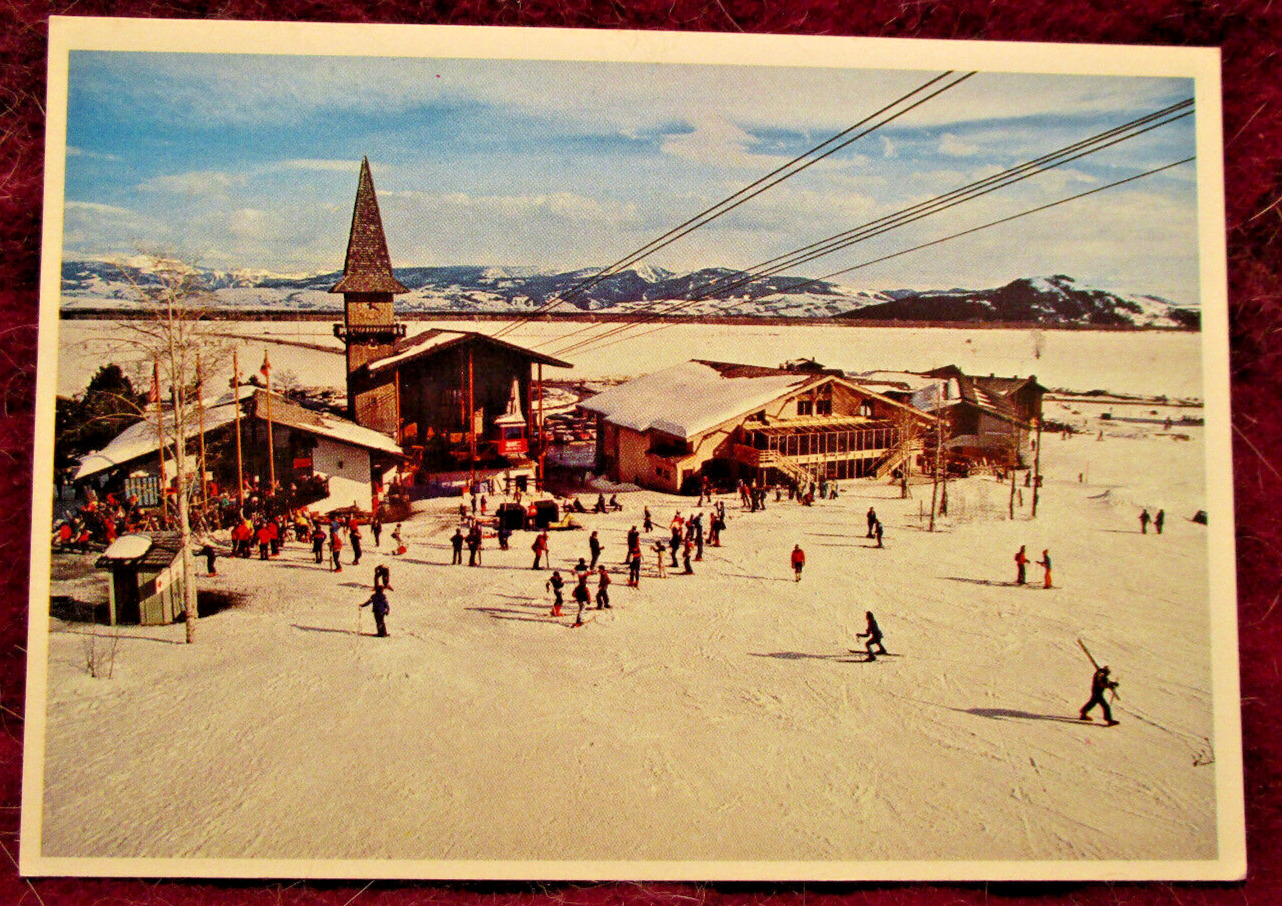 Jackson Hole  Teton Village Wyoming Postcard Chrome  Aerial Tram