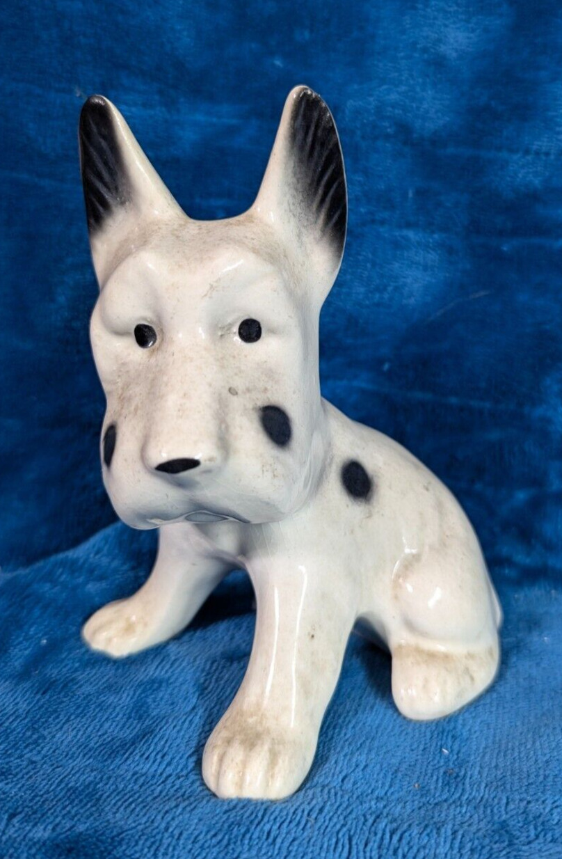 Vintage Scottish Terrier Scottie Dog White Black Ceramic Figurine