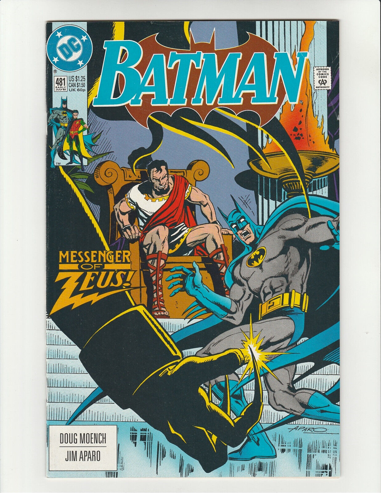 Batman #481 1992 DC Comics Comic Book Messenger of Zeus (8.0) Very Fine (VF)