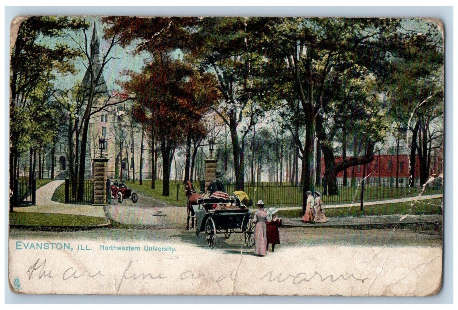 Evanston Illinois IL Postcard Northwestern University Ellsworth WI 1907 Tuck\'s