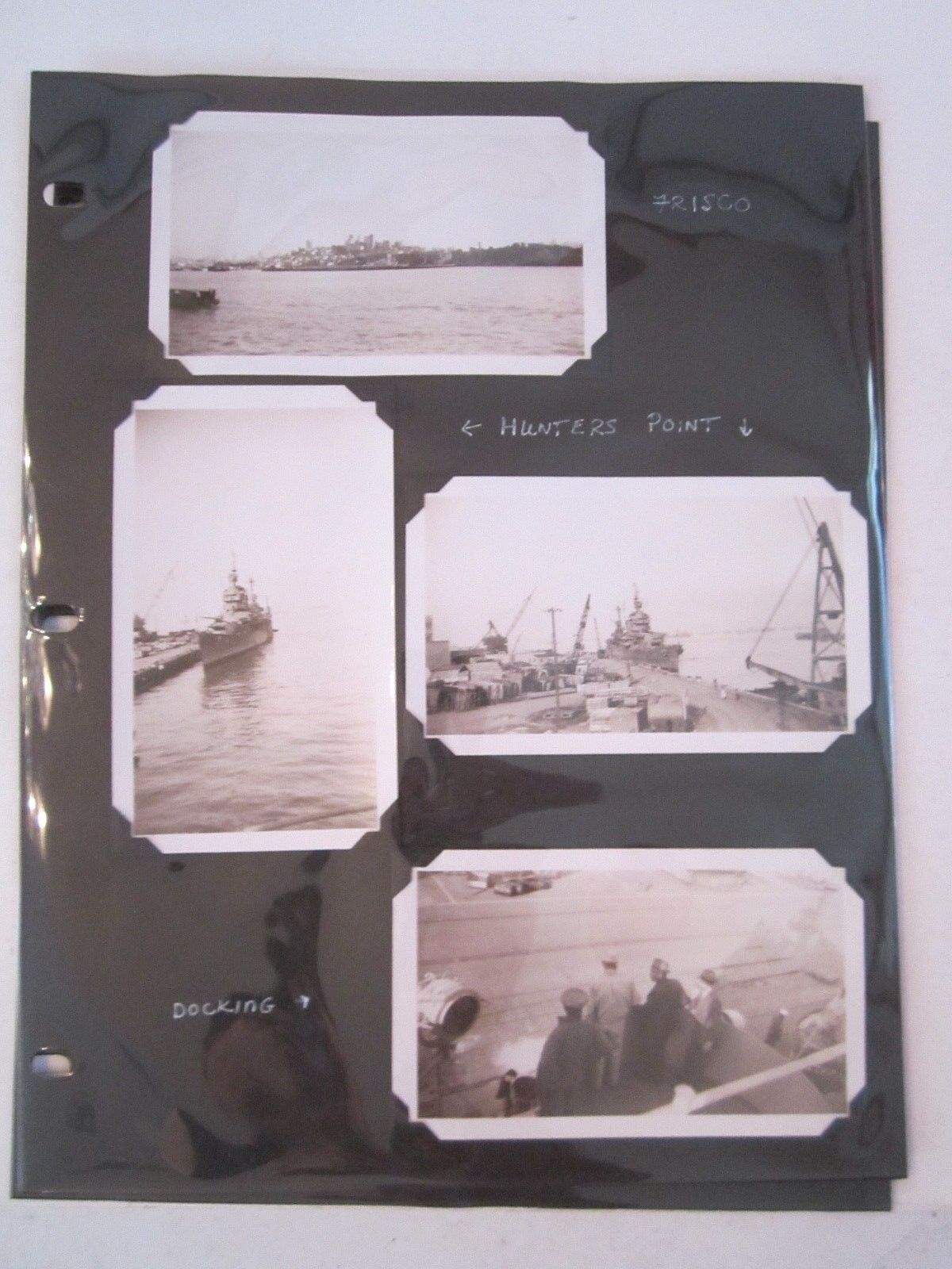 14 (1945) WWII PHOTOS - BATTLE VESSLE AT HUNTERS POINT - SAILORS - LOT 2 EN