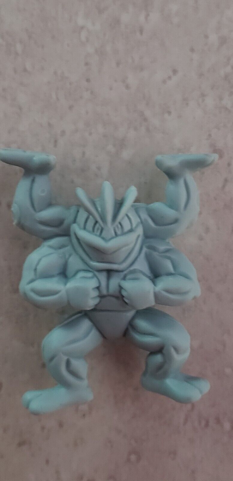 1999 Pokemon rubber figure erasers Machamp; one inch; pre-owned GOOD; blue/grey