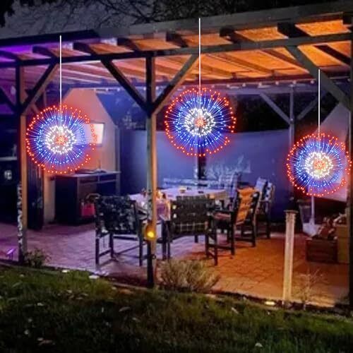 [Timer & 8 Modes] 4th of July Decorations Outdoor 2 Pack 400 LED Fourth of