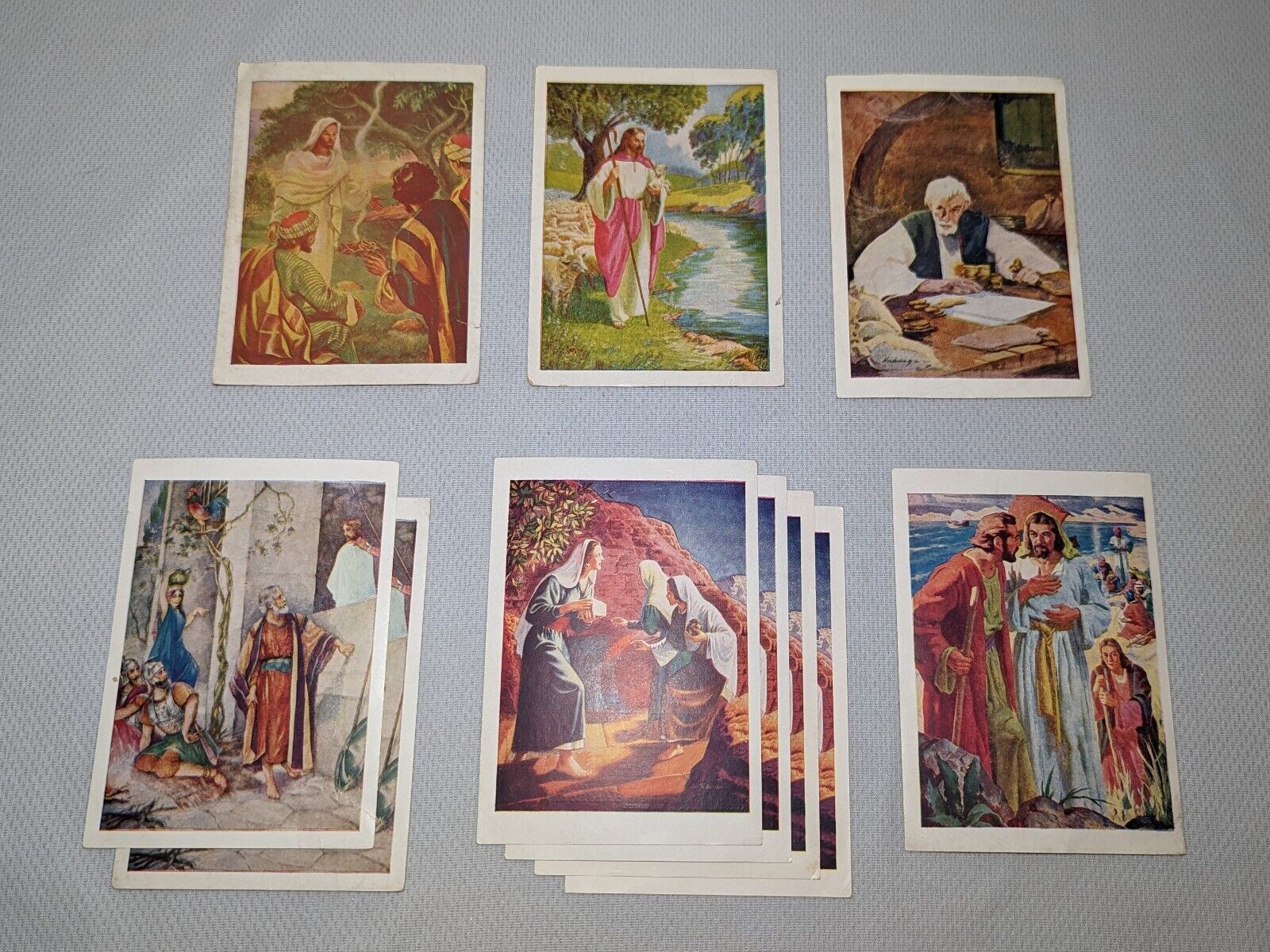 Vintage 1948-1949 David C. Cook Bible Picture Cards; Lot of 10 Cards, 6 Unique