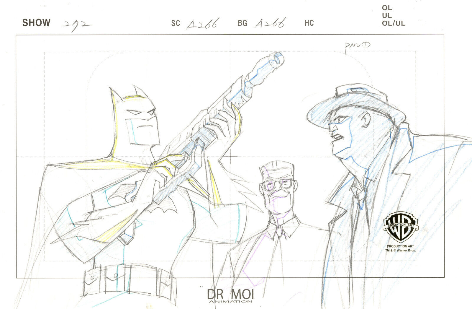 Batman:Mystery of Batwoman-Original Production Drawing Bullock/Batman/Gordon