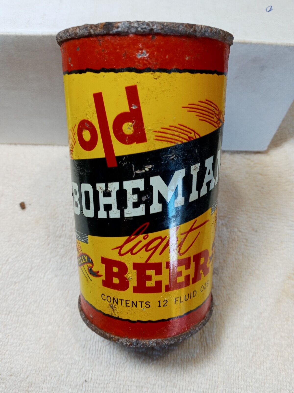 Old Bohemian light flat top beer can  EMPTY